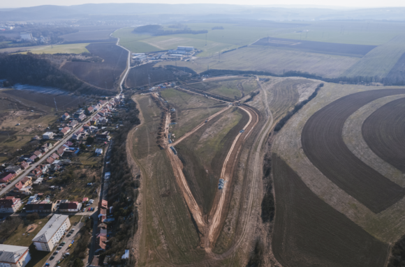 Záběry Nových Oslavan z dronu